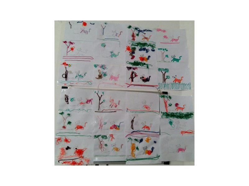 نقاشی با کاموا-پیش دبستان