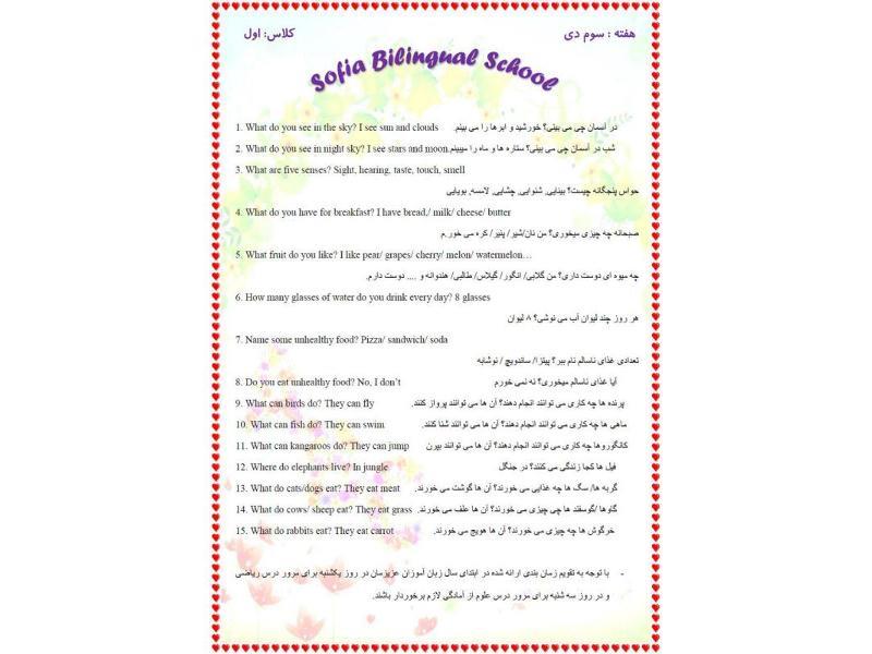 گزارش زبان انگلیسی هفته سوم دی