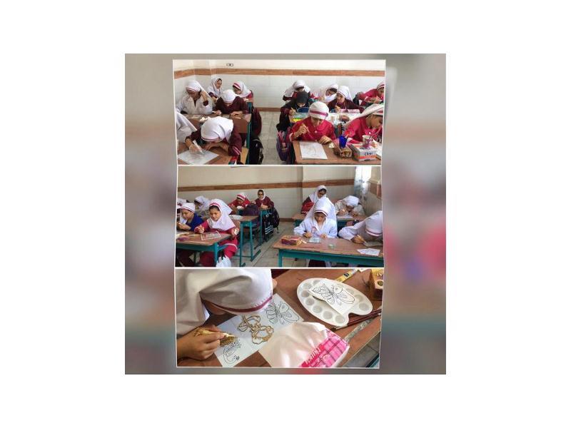 جلسه اول زنگ هنر پایه ششم ، آموزش ویترای روی شیشه