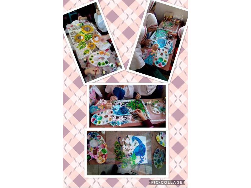 تابلو نقاشی با ویترای و کار گروهی-کلاس ششم