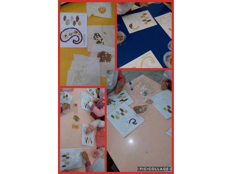 زنگ دست ورزی و کاردستی نقاشی با حبوبات