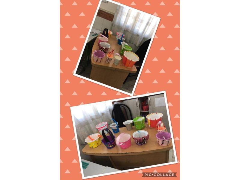 ساخت کاردستی‌ سبد توسط دانش آموزان پایه اول