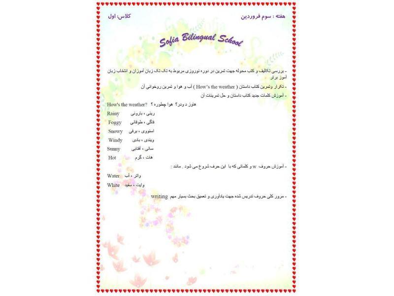 گزارش زبان انگلیسی هفته سوم فروردین